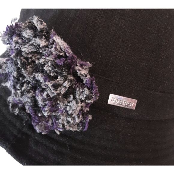 Betmar New York Vintage Ladies Wool Soft Shell Cloche Hat Black With Gray Bow - Picture 6 of 8